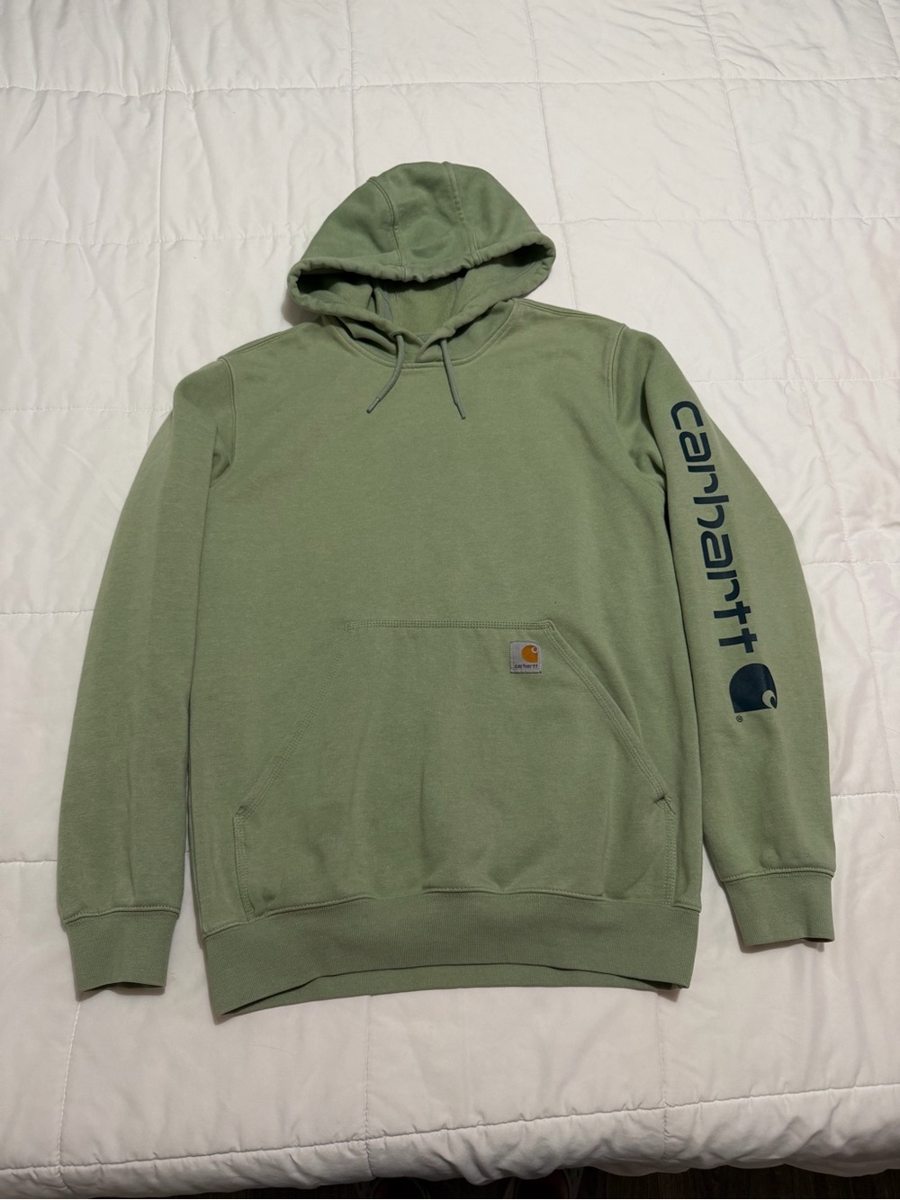 Carhartt Sage Green Pullover Hoodie with Sleeve Logo
